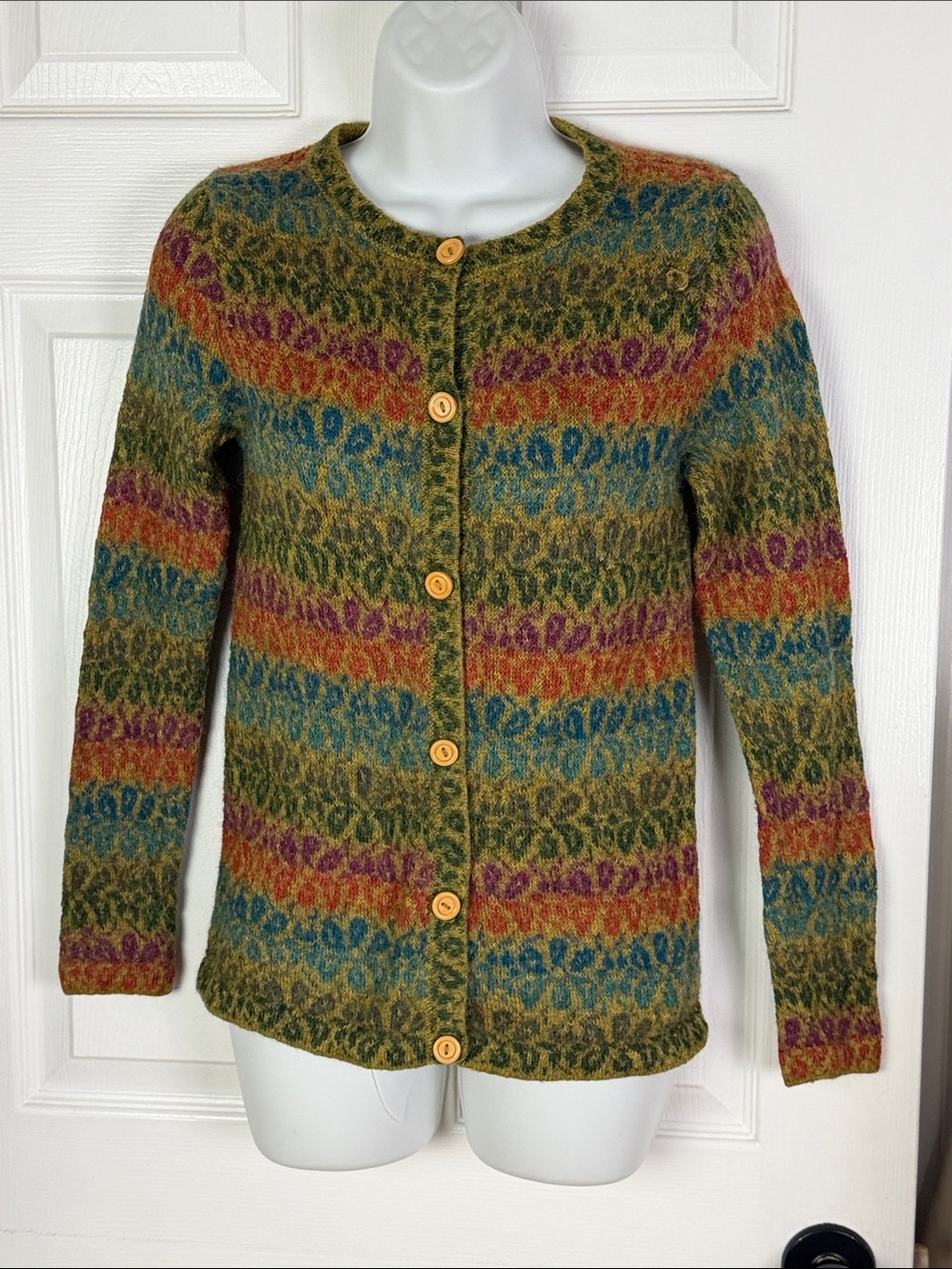 Novica women’s Andean secret alpaca wool art knit cardigan size small
